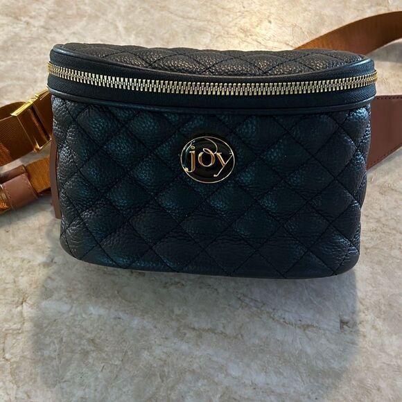 Black Leather Joy Mangano Belt Bag - Picture 1 of 6